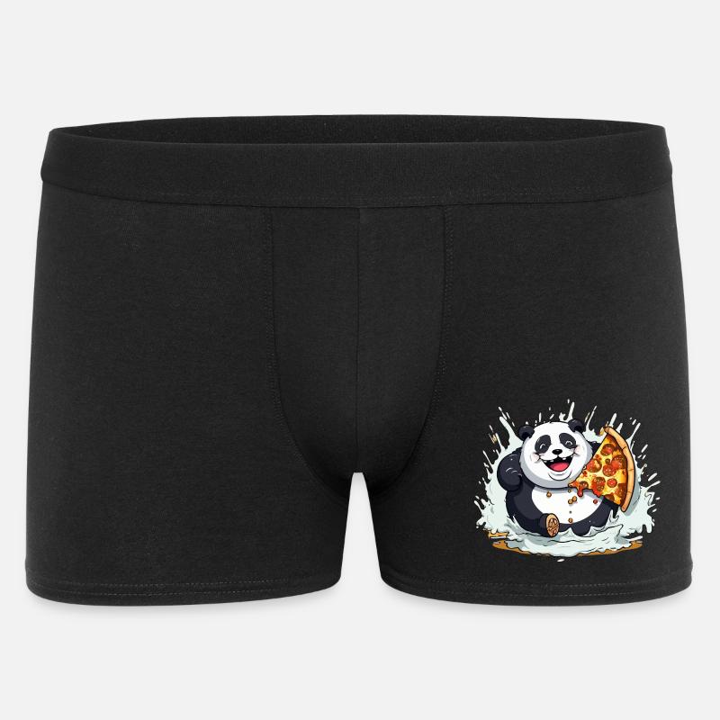 Dessin animé Panda Pizza Splash - Boxer Homme - noir