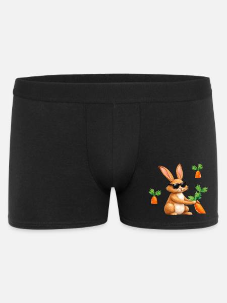 Bunny with sunglasses and carrot - Men's Boxer Shorts - black