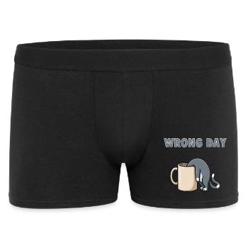 Wrong Day Cat - Funny Bad Day Coffee Meme - Men's Boxer Shorts - black - Front