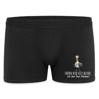 Früher war alles besser - Möwe Retro 90er Vogel - Männer Boxer Shorts - Schwarz - Vorne