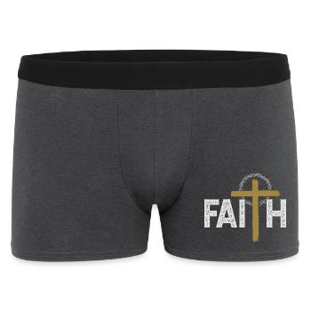 Faith Cross Crown Christian Grunge Style Design - Men's Boxer Shorts - charcoal grey - Front