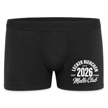Lecker Bierchen Malle Club 2026 Sauf Freunde - Männer Boxer Shorts - Schwarz - Vorne