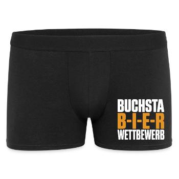 Bier Buchstabierwettbewerb Malle Party JGA Herren - Männer Boxer Shorts - Schwarz - Vorne