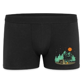 Motif camping rétro – cadeau de Noël - Boxer Homme - noir - Devant