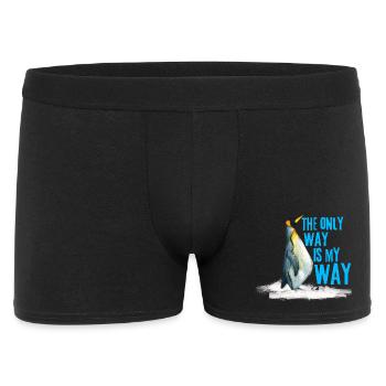 Funny Nihilist Penguin Meme T-shirt Walking Away  - Men's Boxer Shorts - black - Front