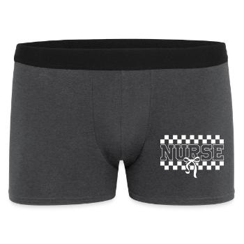 Nurse Checkered Ribbon Design Krankenschwester - Men's Boxer Shorts - charcoal grey - Front