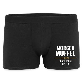 Morgenmuffel – Zu 100% funktioniere später - Männer Boxer Shorts - Schwarz - Vorne