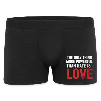 Liebe über Hass: Starke Typografie - Männer Boxer Shorts - Schwarz - Vorne
