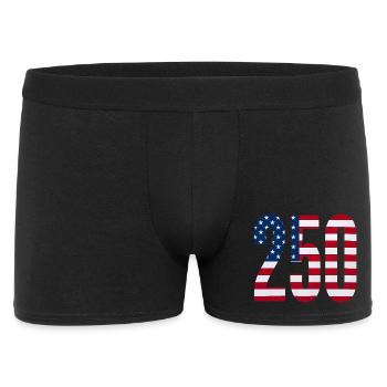 250 American Flag 4th Of July Happy Birthday - Männer Boxer Shorts - Schwarz - Vorne