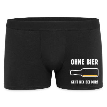 Ohne Bier Geht Nix Bei Mir! (Bierchen / NEG 2C) - Männer Boxer Shorts - Schwarz - Vorne