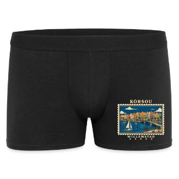 Curaçao Willemstad Vintage Reisemarke - Männer Boxer Shorts - Schwarz - Vorne