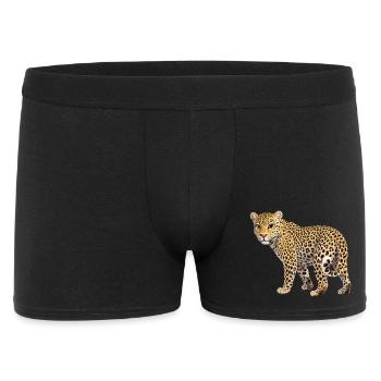 Leopard - Männer Boxer Shorts - Schwarz - Vorne
