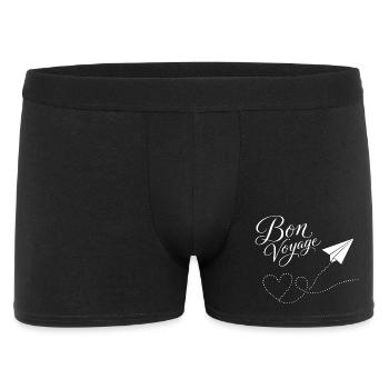 Bon Voyage gute Reise Papierzug Flugzeug mit Herz - Männer Boxer Shorts - Schwarz - Vorne