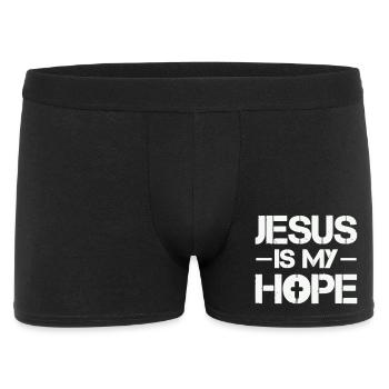 Jesus ist meine Hoffnung - Männer Boxer Shorts - Schwarz - Vorne