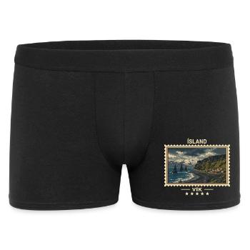 Island Vík Vintage Reisemarke - Männer Boxer Shorts - Schwarz - Vorne