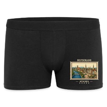 Deutschland München Vintage Reisemarke - Männer Boxer Shorts - Schwarz - Vorne