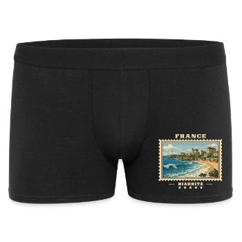 Frankreich Biarritz Vintage Reisemarke - Männer Boxer Shorts - Schwarz - Vorne