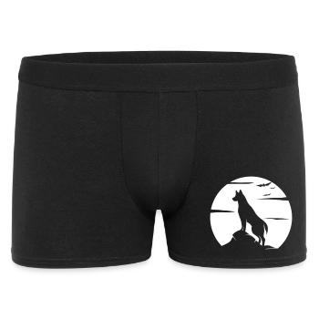 wolf vollmond halloween werwolf nacht heulen hund  - Männer Boxer Shorts - Schwarz - Vorne