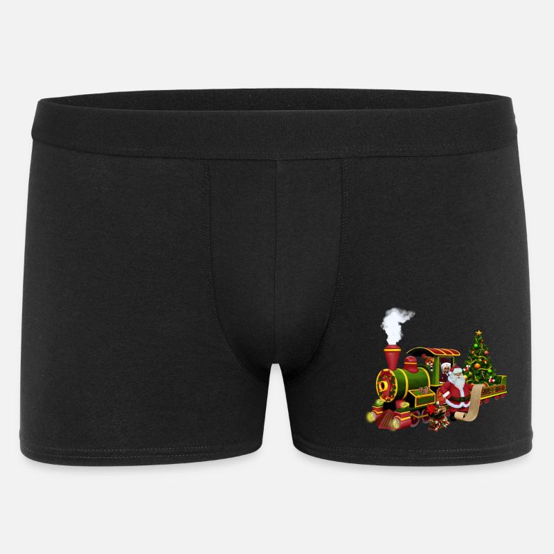 Santa mit einem Zug - Männer Boxer Shorts - Schwarz