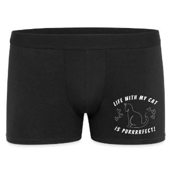 Life with my cat is purrrrfect! - Cat Lovers - Männer Boxer Shorts - Schwarz - Vorne
