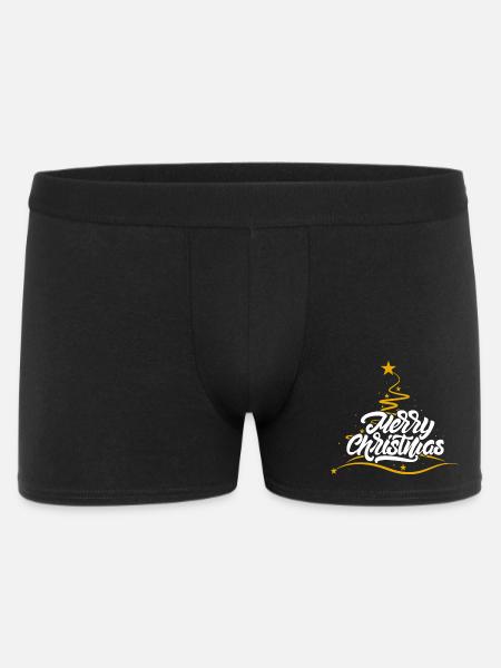 Merry Christmas Script Tree - Men's Boxer Shorts - black