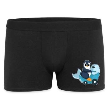 Pinguin Motorroller - Männer Boxer Shorts - Schwarz - Vorne