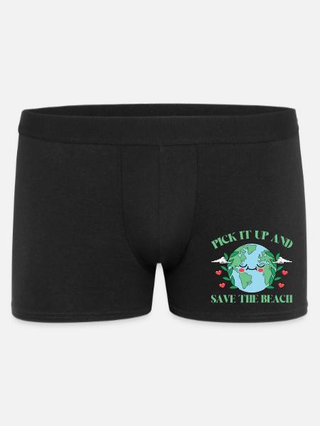 Baignade sur la plage et la mer sans plastique contre la pollution - Boxer Homme - noir