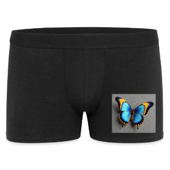 Kobaltblauer Schmetterling mit Orangenkante - Männer Boxer Shorts - Schwarz - Vorne