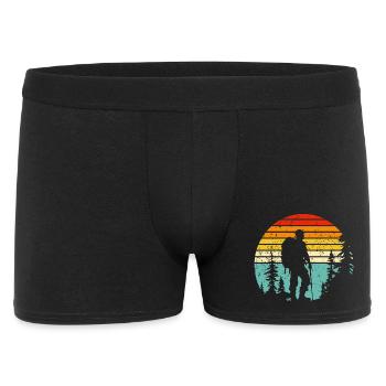 Hiker silhouette at retro bedtime - Men's Boxer Shorts - black - Front