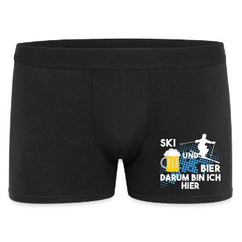 Ski und Bier darum bin ich hier - Männer Boxer Shorts - Schwarz - Vorne