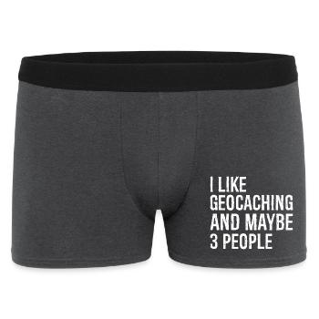 J’aime le géocaching et peut-être 3 personnes - Boxer Homme - charbon - Devant