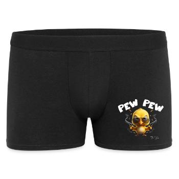 Rebellisches Küken in Sonnenbrille PEW PEW MADAFAKAS - Männer Boxer Shorts - Schwarz - Vorne
