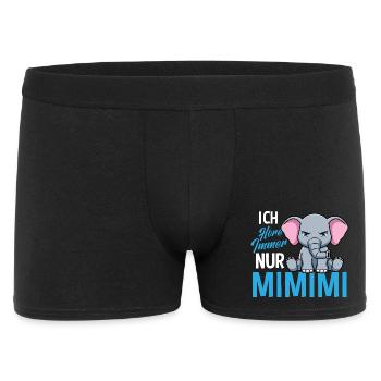 Ich Höre Immer Nur Ein Mimimi Elefant - Männer Boxer Shorts - Schwarz - Vorne