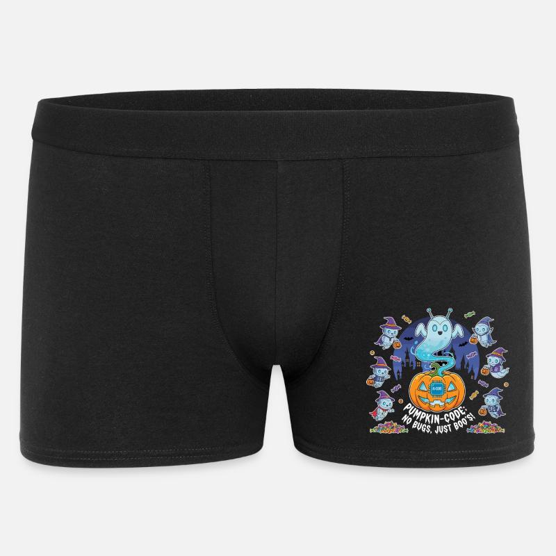 Pumpkin-Code: No Bugs, Just Boo's ! - Männer Boxer Shorts - Schwarz