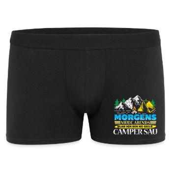 Camper Camping Wohnwagen Spruch - Männer Boxer Shorts - Schwarz - Vorne