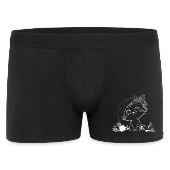 Chaton sous couronne de feuilles Santa Chat Père Noël - Boxer Homme - noir - Devant