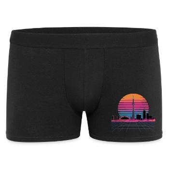 Coucher de soleil rétro Néon Skyline - Boxer Homme - noir - Devant