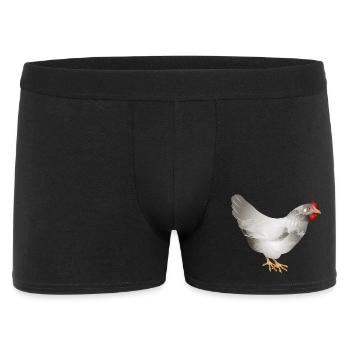 Hand drawn white chicken in illustration - Men's Boxer Shorts - black - Front