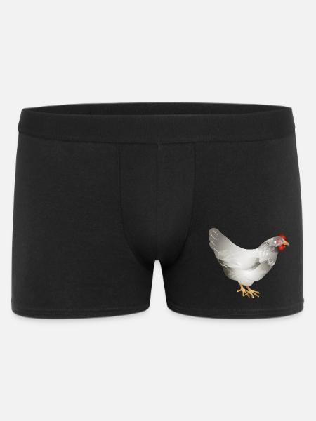 Hand drawn white chicken in illustration - Men's Boxer Shorts - black