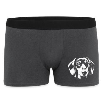 Treues Dackel Porträt Schwarz Weiß - Männer Boxer Shorts - Anthrazit - Vorne
