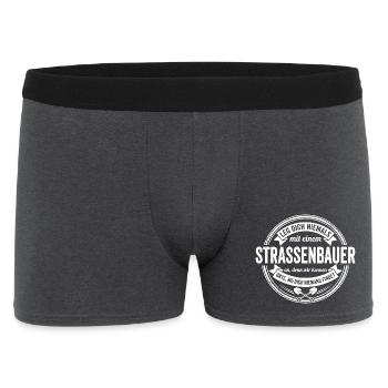 Straßenbauer Spruch – Orte die niemand findet - Männer Boxer Shorts - Anthrazit - Vorne