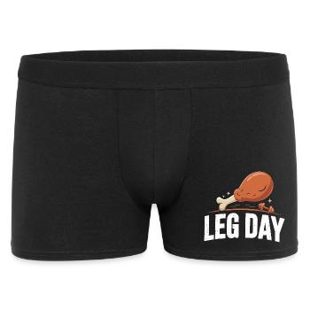 Leg Day Hähnchenknochen Motiv - Männer Boxer Shorts - Schwarz - Vorne