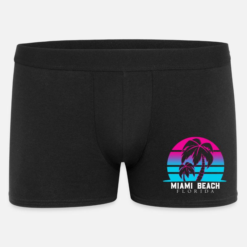 Miami Beach Palmen Neon - Männer Boxer Shorts - Schwarz