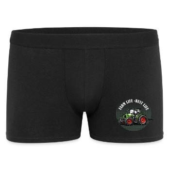 Farm Life – Grüner Traktor Vintage Halftone - Männer Boxer Shorts - Schwarz - Vorne