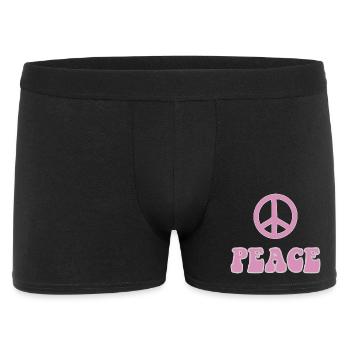 Peace Symbol Retro Hippie Style Flower Power - Männer Boxer Shorts - Schwarz - Vorne