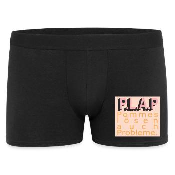 PLAP Pommes Probleme Typo - Männer Boxer Shorts - Schwarz - Vorne