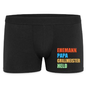 BQ Papa Vater Grillmeister Held Humor - Männer Boxer Shorts - Schwarz - Vorne