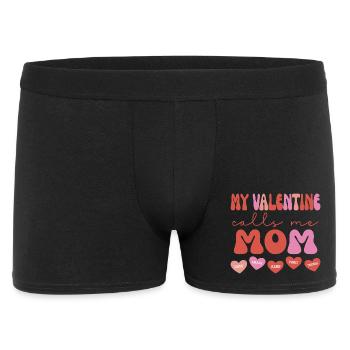 Mein Valentin nennt mich Mama - Männer Boxer Shorts - Schwarz - Vorne