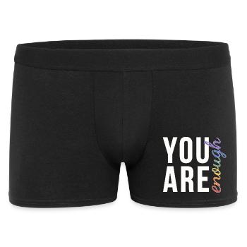 You Are Enough Typografie Regenbogen Pride - Männer Boxer Shorts - Schwarz - Vorne