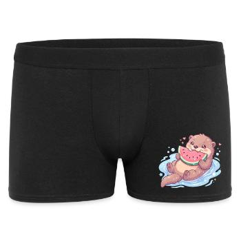 Kawaii Otter Eating Watermelon - Men's Boxer Shorts - black - Front